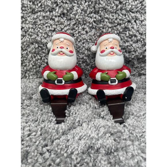 Lot Of 2 Christmas Holiday Santa Claus Shelf Sitter With Hook Figurine - Picture 1 of 11